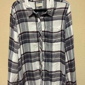 MELLODAY Plaid Button-Up Shirt - White and Purple